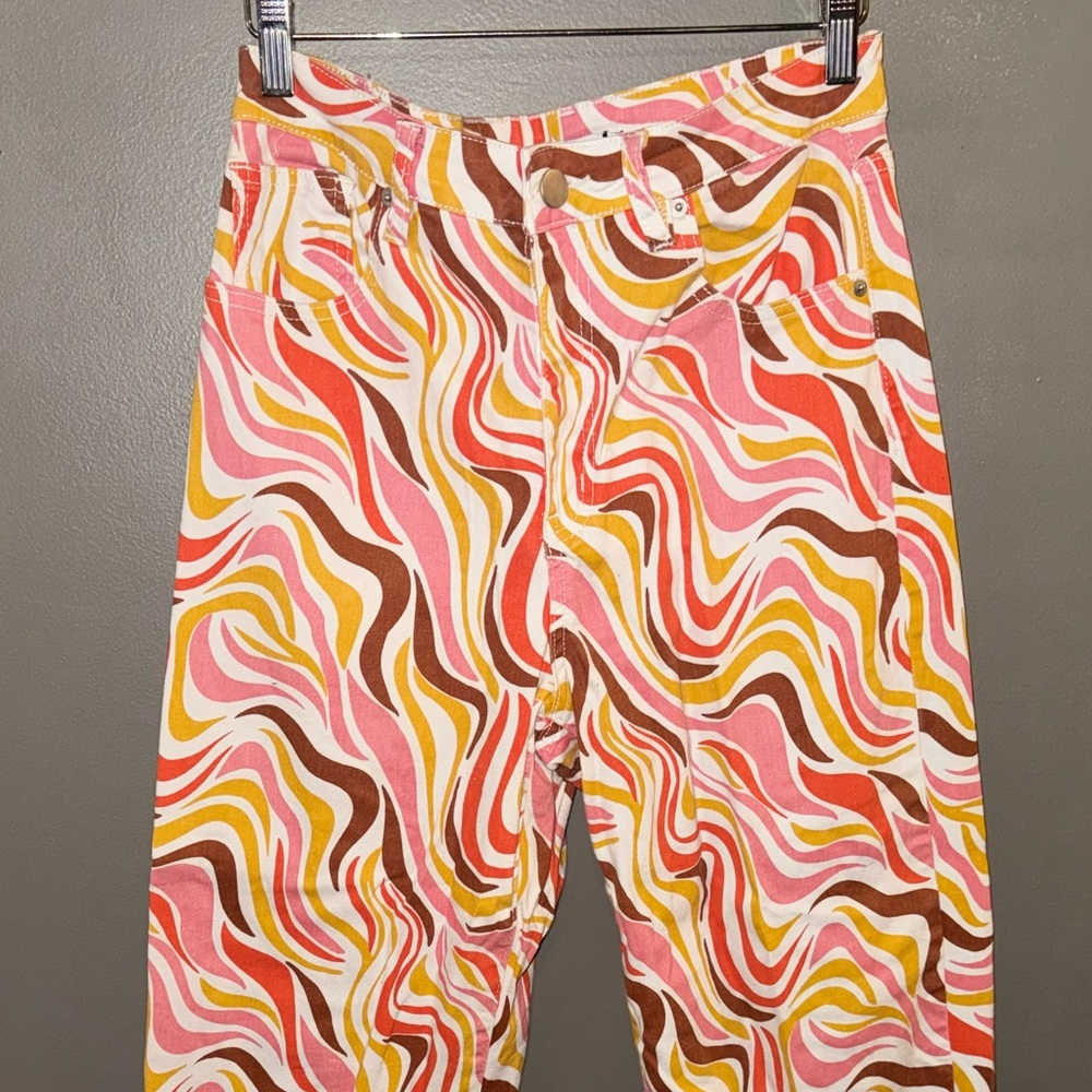 Rue 21 Colorful Swirl Pattern Denim Pants